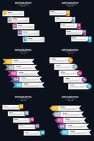 plantilla de diapositiva de presentación del paquete de infografías vectoriales 6 diagramas de ciclo de 5 pasos y líneas de tiempo vector