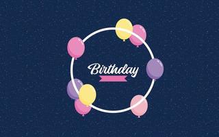 Happy Birthday lettering text banner with balloon Background vector