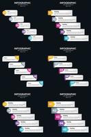 plantilla de diapositiva de presentación del paquete de infografías vectoriales 6 diagramas de ciclo de 5 pasos y líneas de tiempo vector