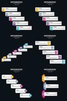 plantilla de diapositiva de presentación del paquete de infografías vectoriales 6 diagramas de ciclo de 5 pasos y líneas de tiempo vector