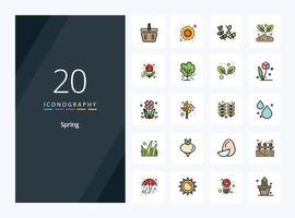 20 Spring line Filled icon for presentation vector