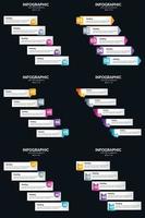 plantilla de diapositiva de presentación del paquete de infografías vectoriales 6 diagramas de ciclo de 5 pasos y líneas de tiempo vector