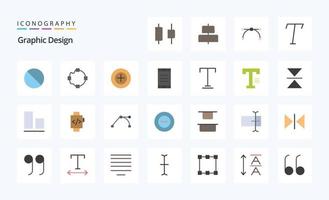 paquete de iconos de color plano de 25 diseños vector
