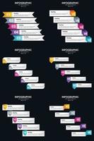 plantilla de diapositiva de presentación del paquete de infografías vectoriales 6 diagramas de ciclo de 5 pasos y líneas de tiempo vector