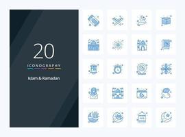 20 Islam And Ramadan Blue Color icon for presentation vector