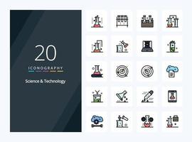 20 Science And Technology line Filled icon for presentation vector