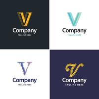 letra v diseño de paquete de logotipos grandes diseño de logotipos modernos y creativos para su negocio vector