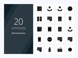 20 Devices Solid Glyph icon for presentation vector