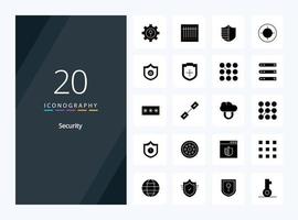 20 Security Solid Glyph icon for presentation vector