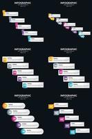 Vector 6 Infographics Pack Presentation slide template 5 Steps cycle diagrams and timelines