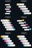 plantilla de diapositiva de presentación del paquete de infografías vectoriales 6 diagramas de ciclo de 5 pasos y líneas de tiempo vector