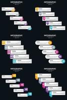 Vector 6 Infographics Pack Presentation slide template 5 Steps cycle diagrams and timelines