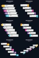 plantilla de diapositiva de presentación del paquete de infografías vectoriales 6 diagramas de ciclo de 5 pasos y líneas de tiempo vector