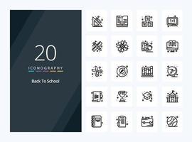 20 Back To School Outline icon for presentation vector