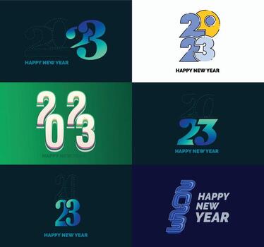 Big Set of 2023 Happy New Year logo text design 2023 number design template vector