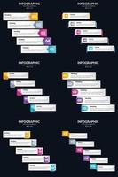 plantilla de diapositiva de presentación del paquete de infografías vectoriales 6 diagramas de ciclo de 5 pasos y líneas de tiempo vector