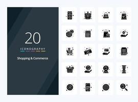 20 Shopping And Commerce Solid Glyph icon for presentation vector