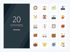 20 University Flat Color icon for presentation vector