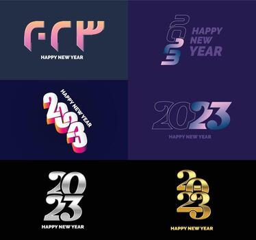 Big Set of 2023 Happy New Year logo text design 2023 number design template vector