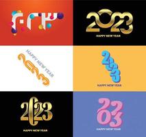 Big Collection of 2023 Happy New Year symbols Cover of business diary for 2023 with wishes vector