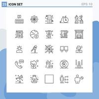 25 Universal Lines Set for Web and Mobile Applications cleaner vehicle diet transportation bike Editable Vector Design Elements