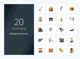 20 Building And Construction Flat Color icon for presentation vector