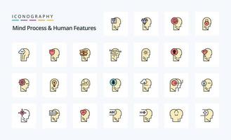 25 Mind Process And Human Features Line Filled Style icon pack vector