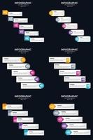 plantilla de diapositiva de presentación del paquete de infografías vectoriales 6 diagramas de ciclo de 5 pasos y líneas de tiempo vector