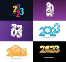 Big Collection of 2023 Happy New Year symbols Cover of business diary for 2023 with wishes vector