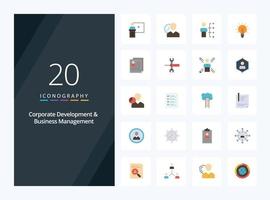 20 Corporate Development And Business Management Flat Color icon for presentation vector