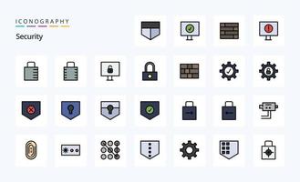 25 Security Line Filled Style icon pack vector