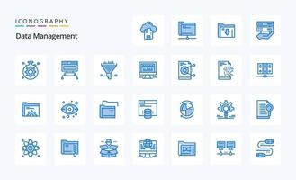 25 Data Management Blue icon pack vector