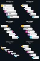 plantilla de diapositiva de presentación del paquete de infografías vectoriales 6 diagramas de ciclo de 5 pasos y líneas de tiempo vector