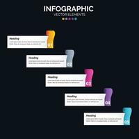 Diagrama de infografía de 5 opciones Informe anual Diseño web Concepto de negocio Pasos o procesos vector