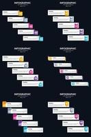 plantilla de diapositiva de presentación del paquete de infografías vectoriales 6 diagramas de ciclo de 5 pasos y líneas de tiempo vector