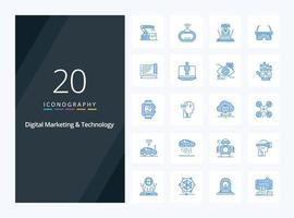 20 Digital Marketing And Technology Blue Color icon for presentation vector