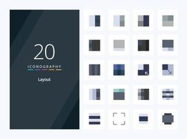 20 Layout Flat Color icon for presentation vector
