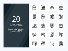 20 Gdpr Outline icon for presentation vector