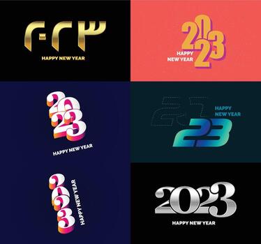 Big Set of 2023 Happy New Year logo text design 2023 number design template vector