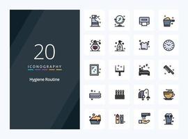 20 Hygiene Routine line Filled icon for presentation vector