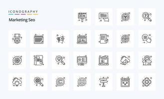 paquete de iconos de línea seo de marketing 25 vector