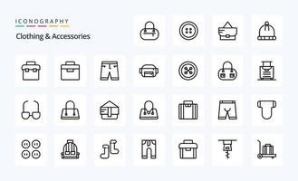 paquete de iconos de línea de accesorios de ropa 25 vector