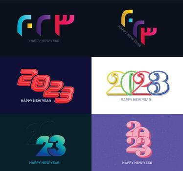 Big Set of 2023 Happy New Year logo text design 2023 number design template vector