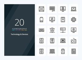 20 Devices Outline icon for presentation vector