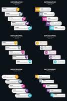 plantilla de diapositiva de presentación del paquete de infografías vectoriales 6 diagramas de ciclo de 5 pasos y líneas de tiempo vector