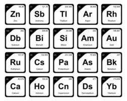 diseño de paquete de iconos de 20 tablas preiodicas de los elementos vector