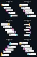 plantilla de diapositiva de presentación del paquete de infografías vectoriales 6 diagramas de ciclo de 5 pasos y líneas de tiempo vector