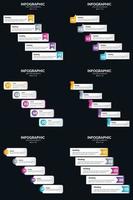 plantilla de diapositiva de presentación del paquete de infografías vectoriales 6 diagramas de ciclo de 5 pasos y líneas de tiempo vector