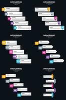 Vector 6 Infographics Pack Presentation slide template 5 Steps cycle diagrams and timelines