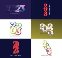 Big Collection of 2023 Happy New Year symbols Cover of business diary for 2023 with wishes vector